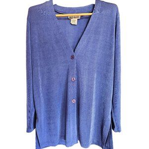 Together Cardigan  L blue  Solid 94% Polyester/4% Spandex